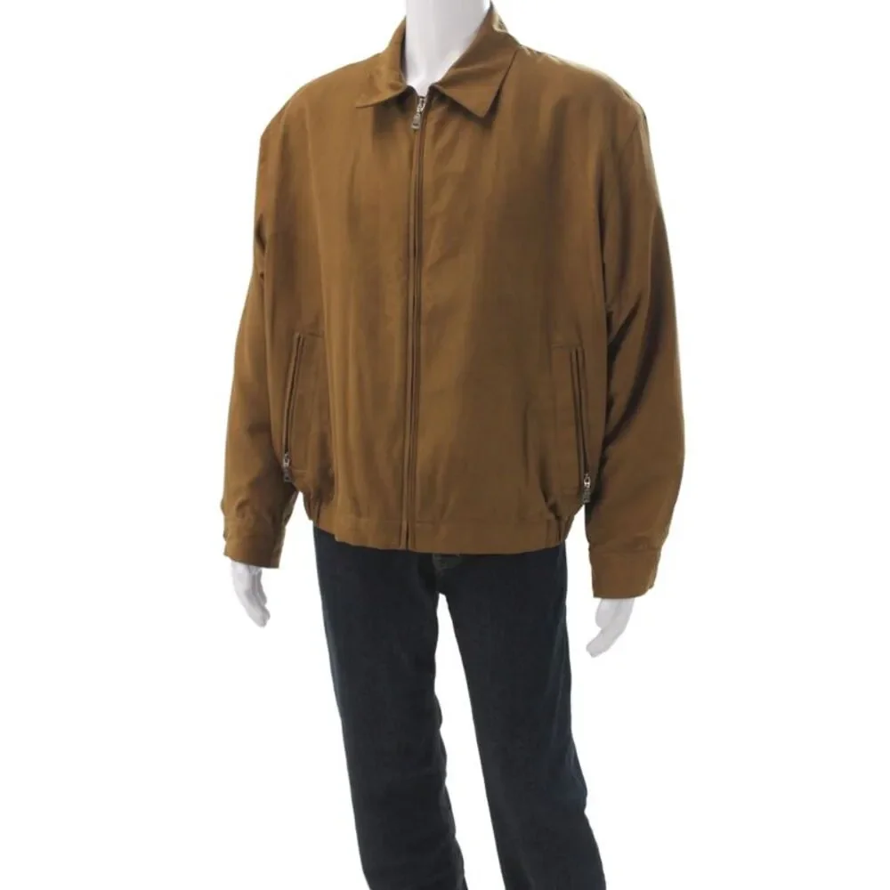 Jos. A. Bank Mens 3-in-1 Jacket Brown Polyester Zip Fall Size L